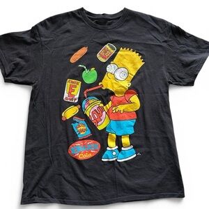 Simpsons Bart Simpson Kwik-E-Mart MUNCHIES Brain Freeze Squishee Tee Black Sz L